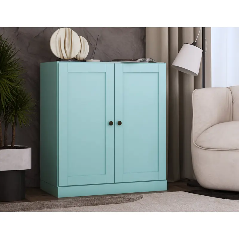 100% Solid Wood 3-Shelf 32" Bookcase, 2 Shaker Wood Doors, Adjustable Shelves