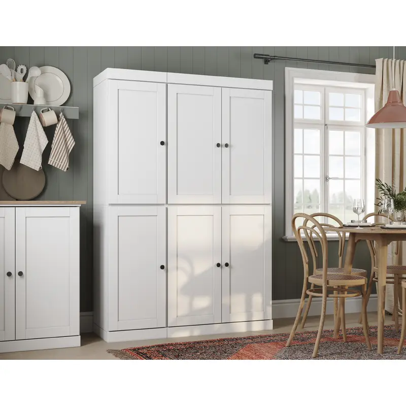 100% Solid Wood 48.5" Pantry Cabinet, Shaker Wood Doors