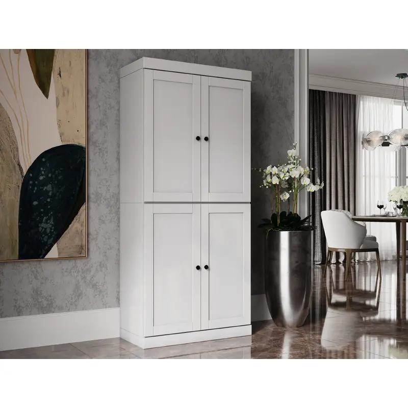 100% Solid Wood 6-Shelf 32" Bookcase, Shaker Wood Doors, Adjustable Shelves