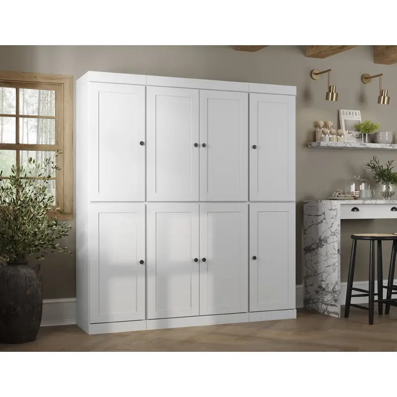 100% Solid Wood 65" Pantry Cabinet, 8 Shaker Wood Doors