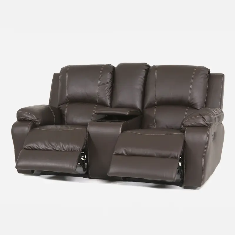 2 Division 2Act + Consol Recliner Paloma Genuine Leather Brown