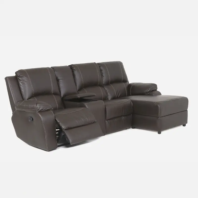 4 Section Recliner Paloma Genuine Leather Brown