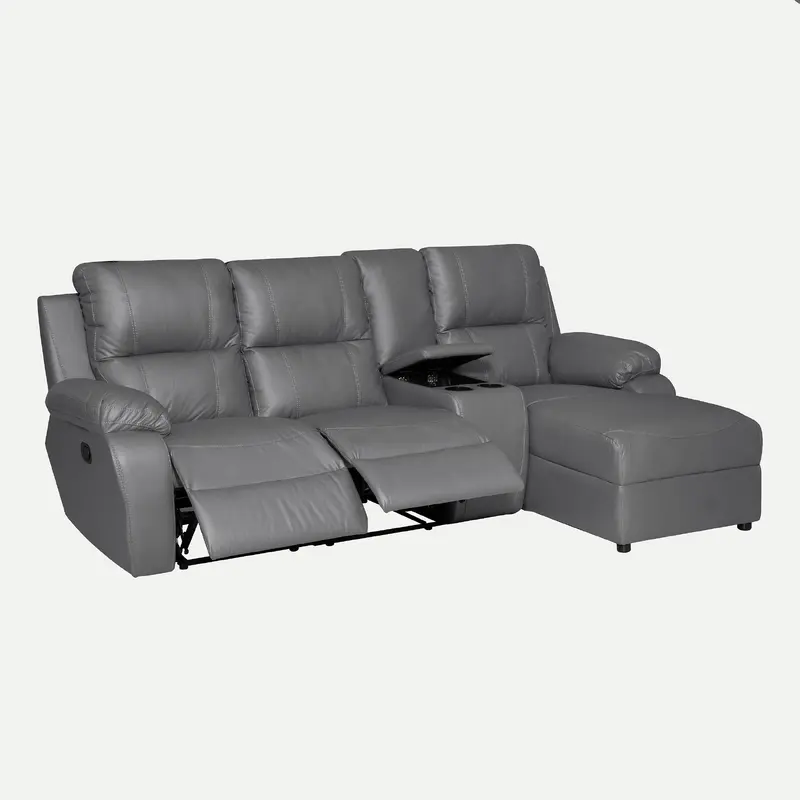 4 Section Recliner Paloma Genuine Leather Grey