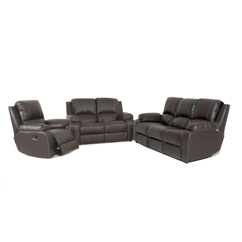 6PC 1 Act Recliner Paloma Genuine Leather Brown