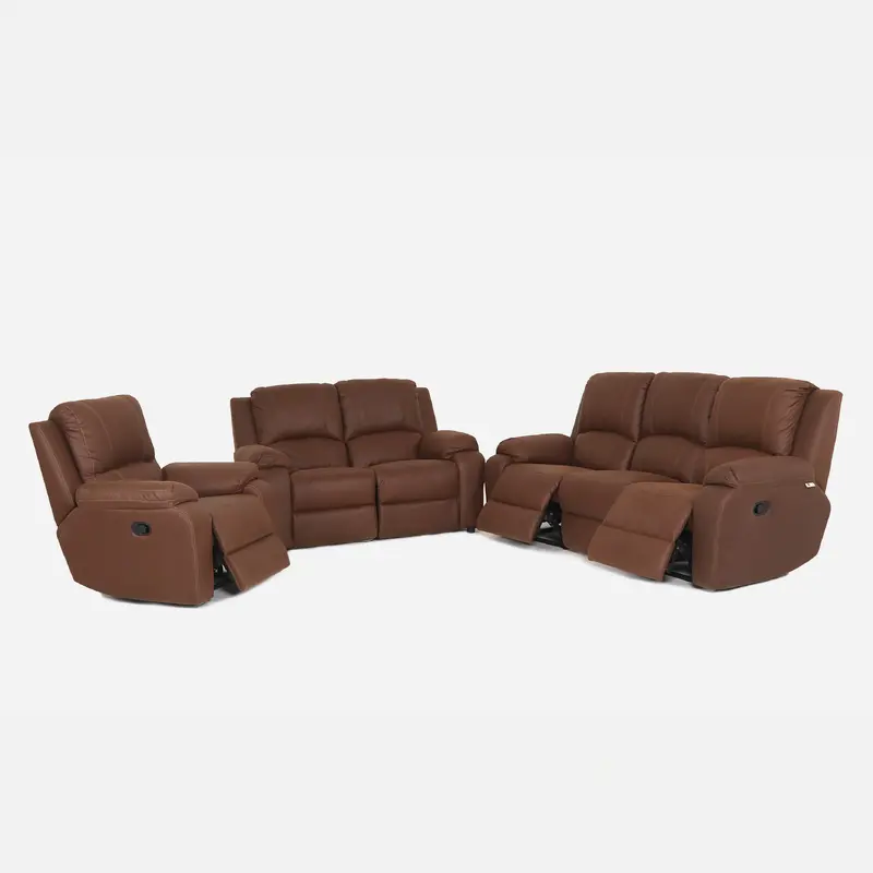 6PC 3Act Recliner Lounge Suite Paloma Brown