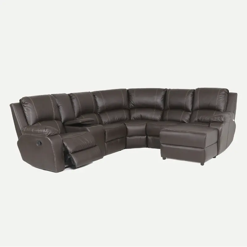 6PC Corner 1Act Right Hand Static + Con Paloma Genuine Leather Brown