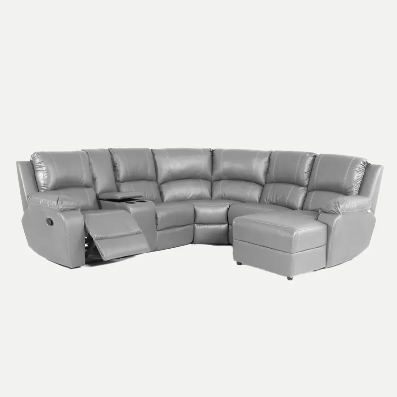 6PC Corner 1Act Right Hand Static + Con Paloma Genuine Leather Grey