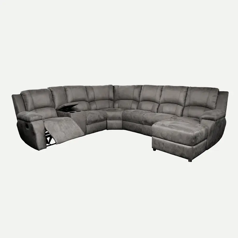 7 PC Corner 1Act Chaise + Consol Paloma Grey