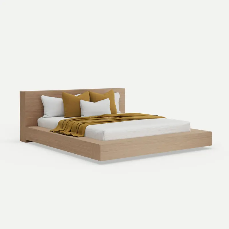 Floating Platform Bed Antares Queen - Oak Clear Finish
