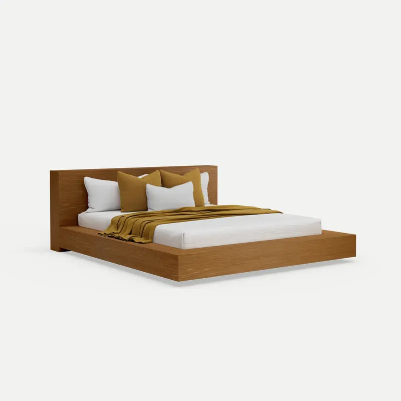 Floating Platform Bed Antares Queen - Walnut Finish