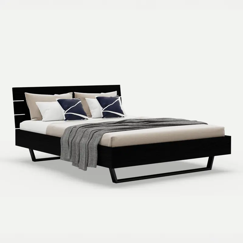 Oak Bed Motto Queen - Intense Black