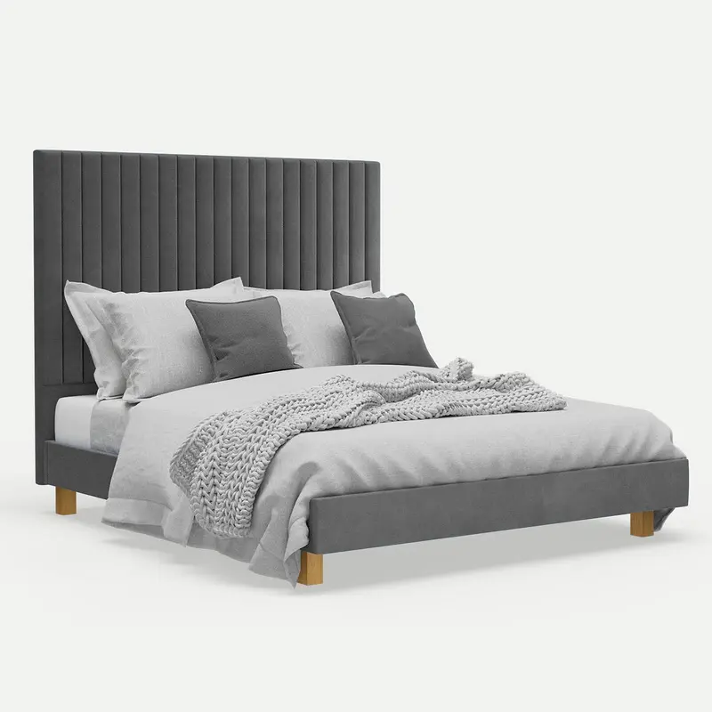 Platform Bed Sirius Double - Excalibur Grey Velvet