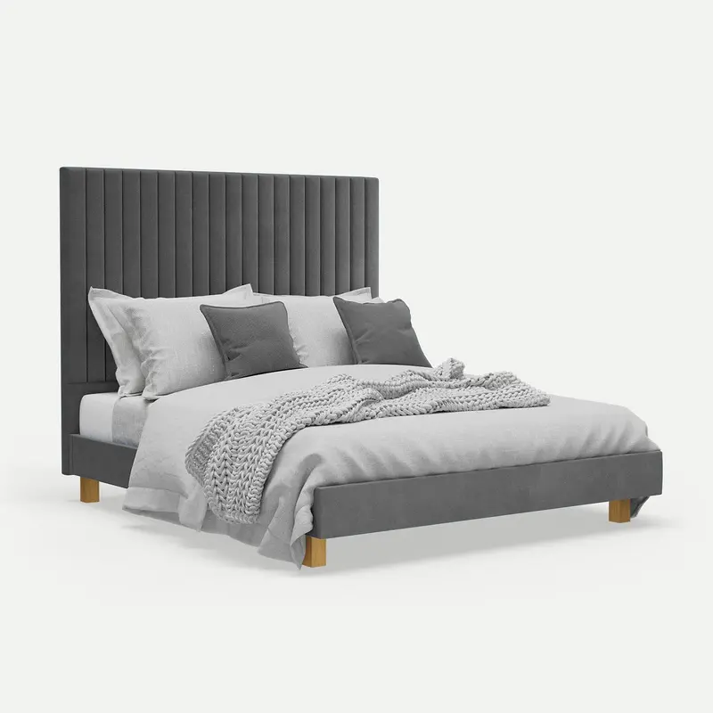 Platform Bed Sirius King - Excalibur Grey Velvet