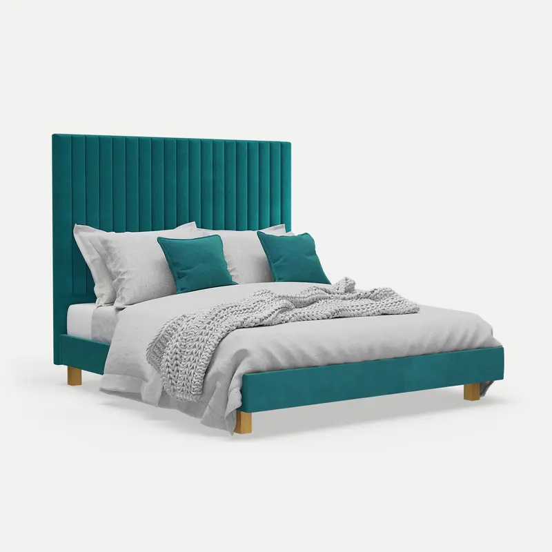 Platform Bed Sirius King XL - Adriatic Light Blue Velvet