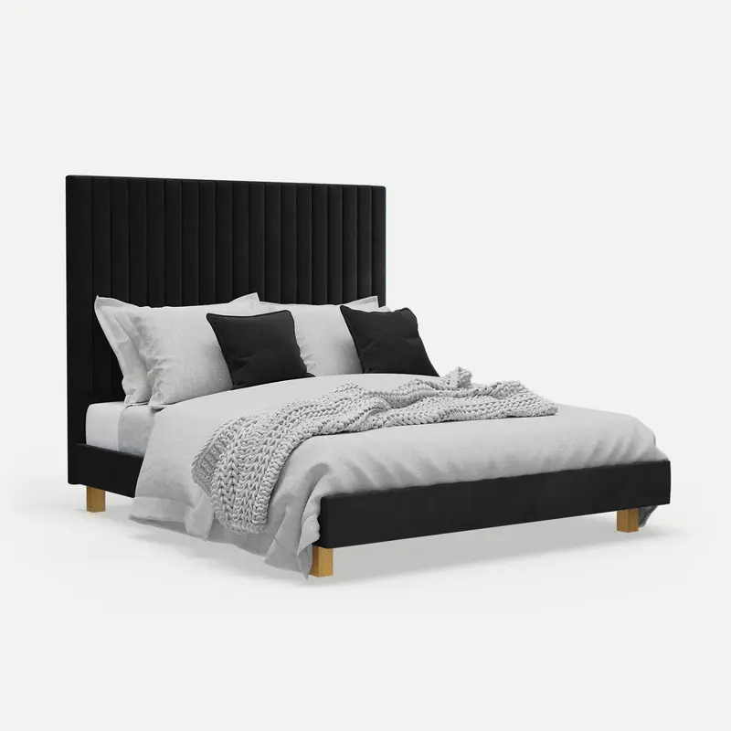 Platform Bed Sirius King XL - Phantom Black Velvet