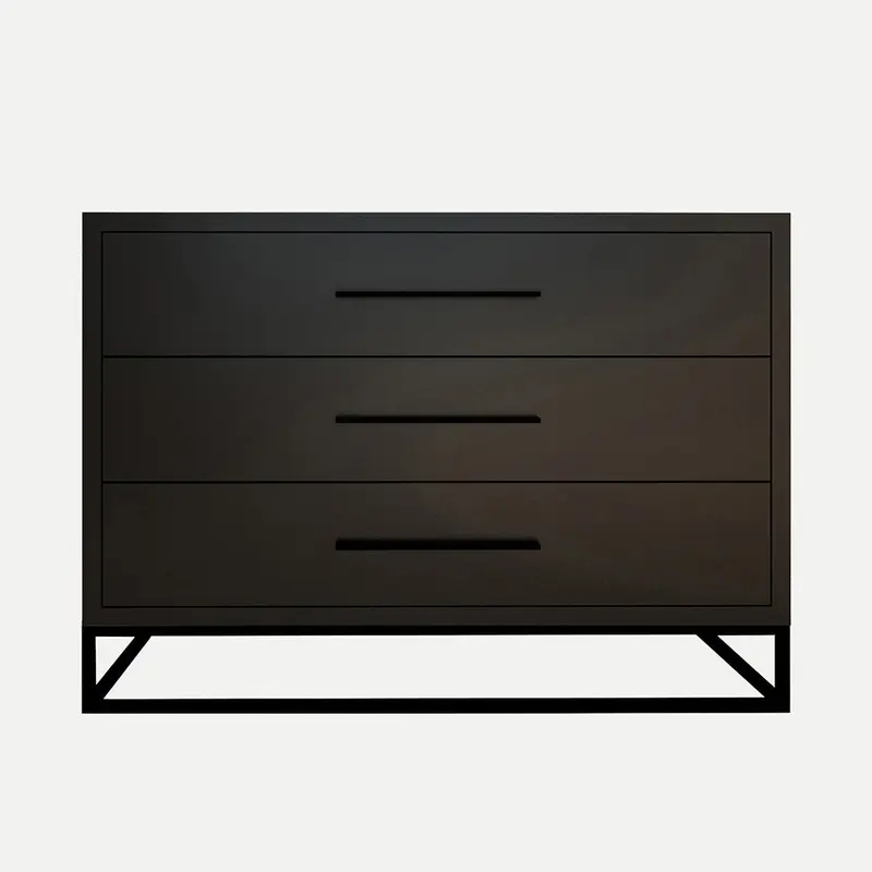 3 Drawer Server Lilo Satin Black - Black Frame