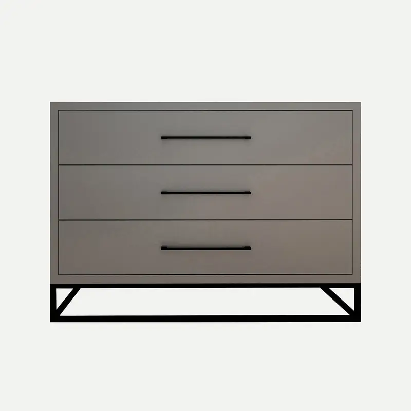 3 Drawer Server Lilo Satin Dark Grey - Black Frame