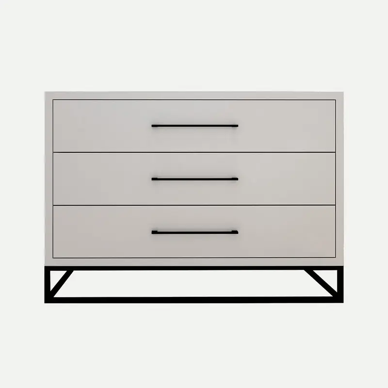 3 Drawer Server Lilo Satin Light Grey - Black Frame