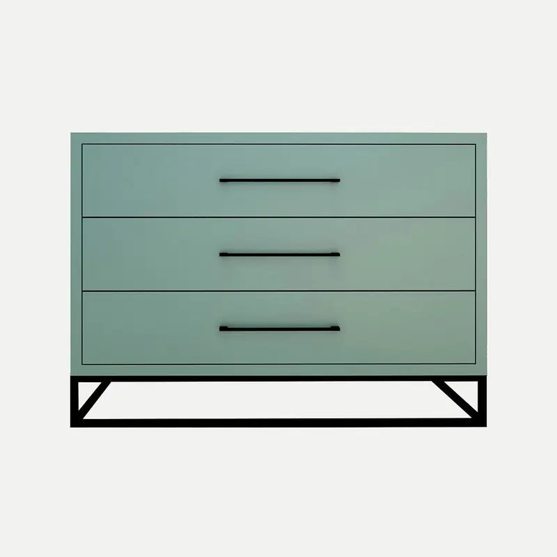 3 Drawer Server Lilo Satin Turquoise - Black Frame