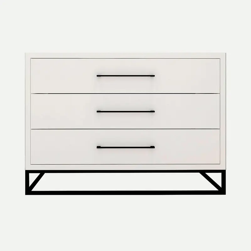 3 Drawer Server Lilo Satin White - Black Frame