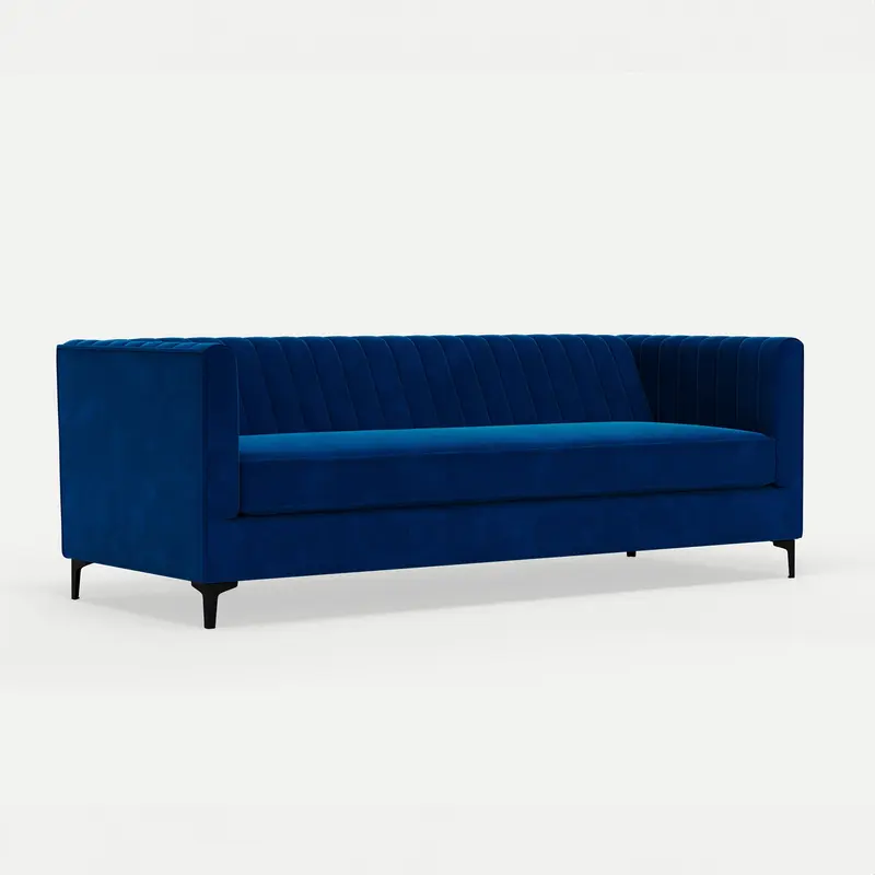 3 Seater Couch Paven Eclipse Navy Blue Velvet
