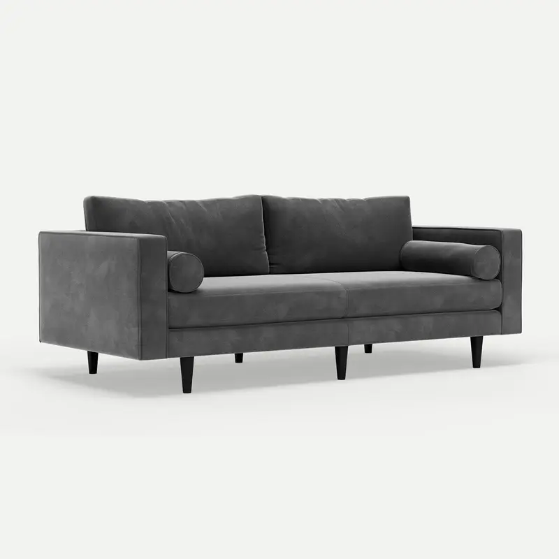 3 Seater Couch Volu Silver Lining Grey Velvet