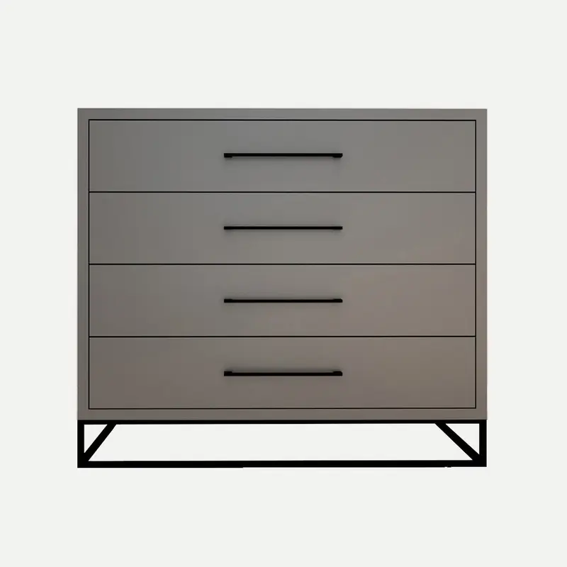 4 Drawer Server Lilo Satin Dark Grey - Black Frame
