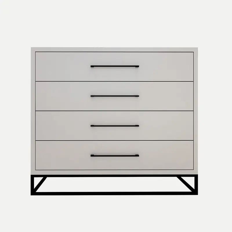 4 Drawer Server Lilo Satin Light Grey - Black Frame