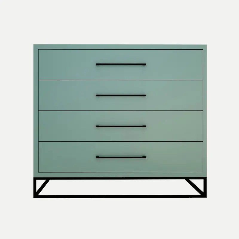 4 Drawer Server Lilo Satin Turquoise - Black Frame