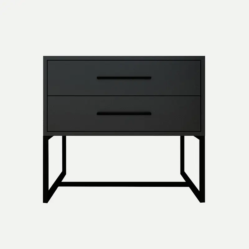 Bedside Pedestal Lilo Satin Black - Black Frame