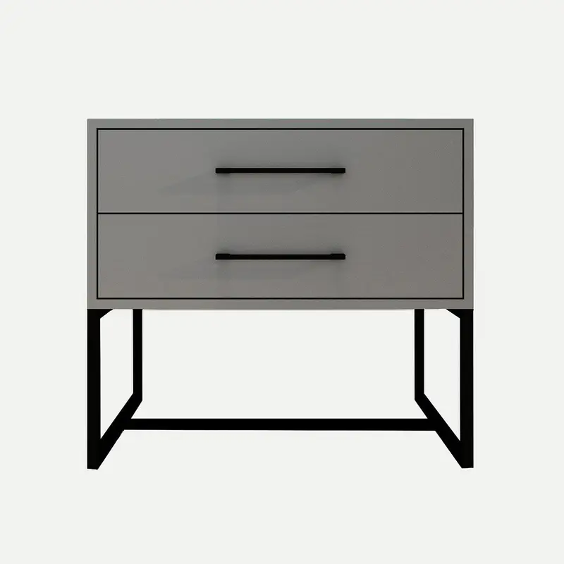 Bedside Pedestal Lilo Satin Dark Grey -  Black Frame