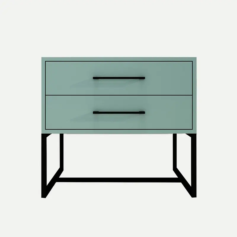 Bedside Pedestal Lilo Satin Turquoise -  Black Frame