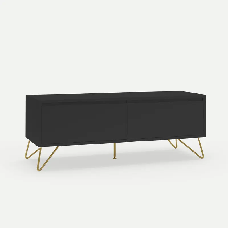 Hairpin Tv Stand 2 Drawer Stylo Satin Black