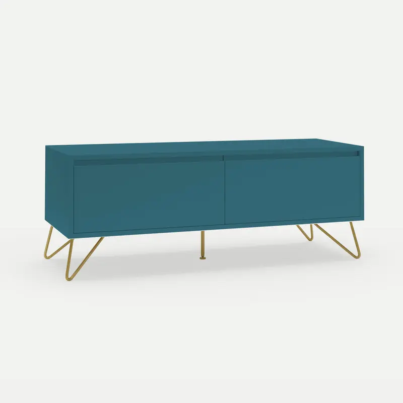 Hairpin Tv Stand 2 Drawer Stylo Satin Teal