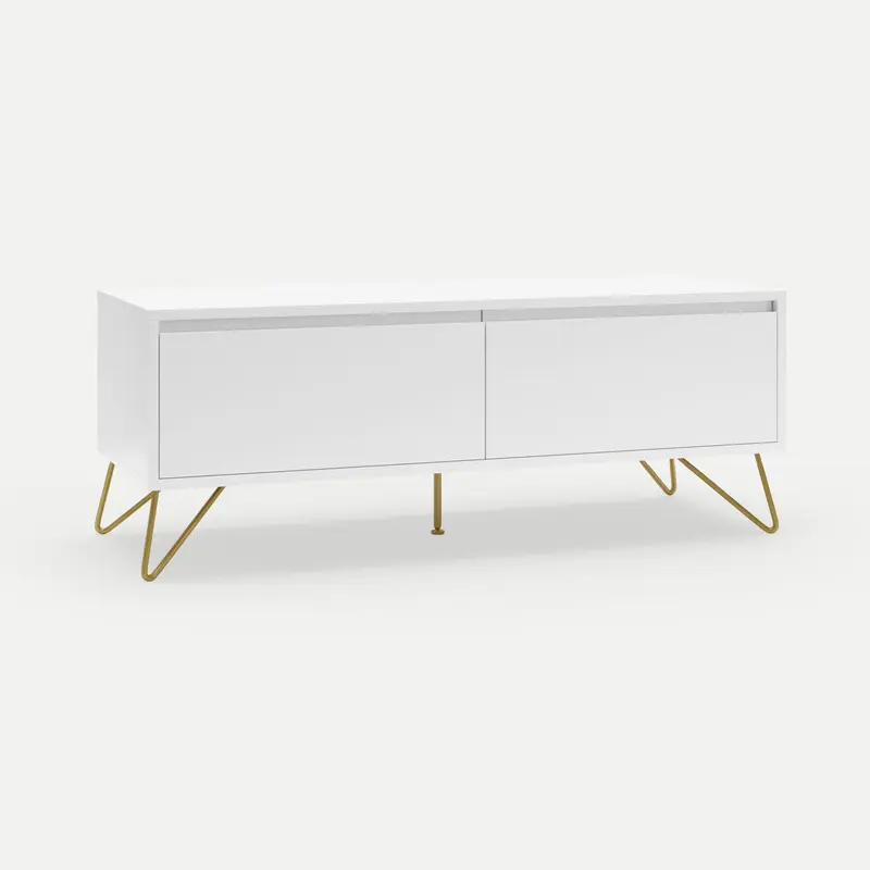 Hairpin Tv Stand 2 Drawer Stylo Satin White