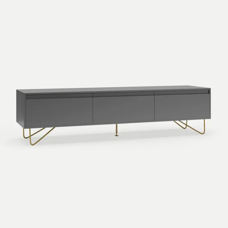 Hairpin TV Stand 3 Drawer Stylo Satin Dark Grey