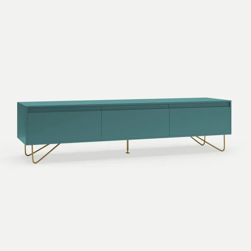 Hairpin TV Stand 3 Drawer Stylo Satin Teal