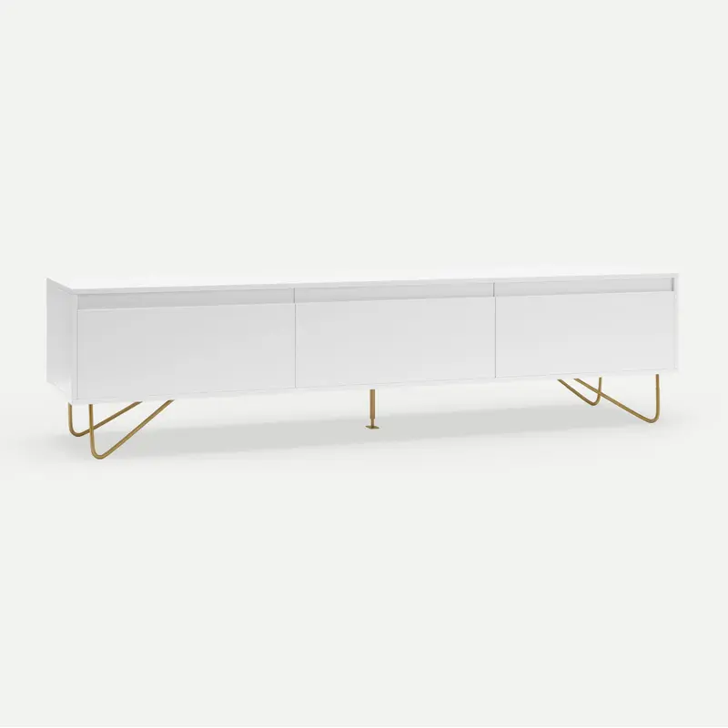 Hairpin TV Stand 3 Drawer Stylo Satin White
