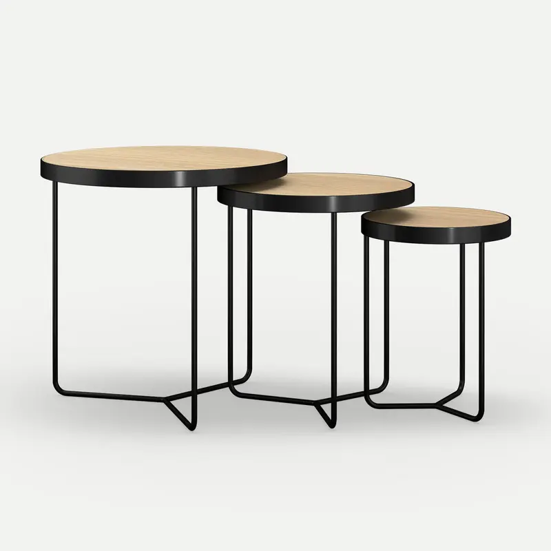 Oak Nesting Table Set Twirl Oak Clear Finish