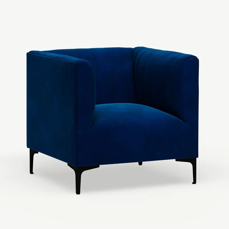 One Seater Couch Paven Eclipse Navy Blue Velvet