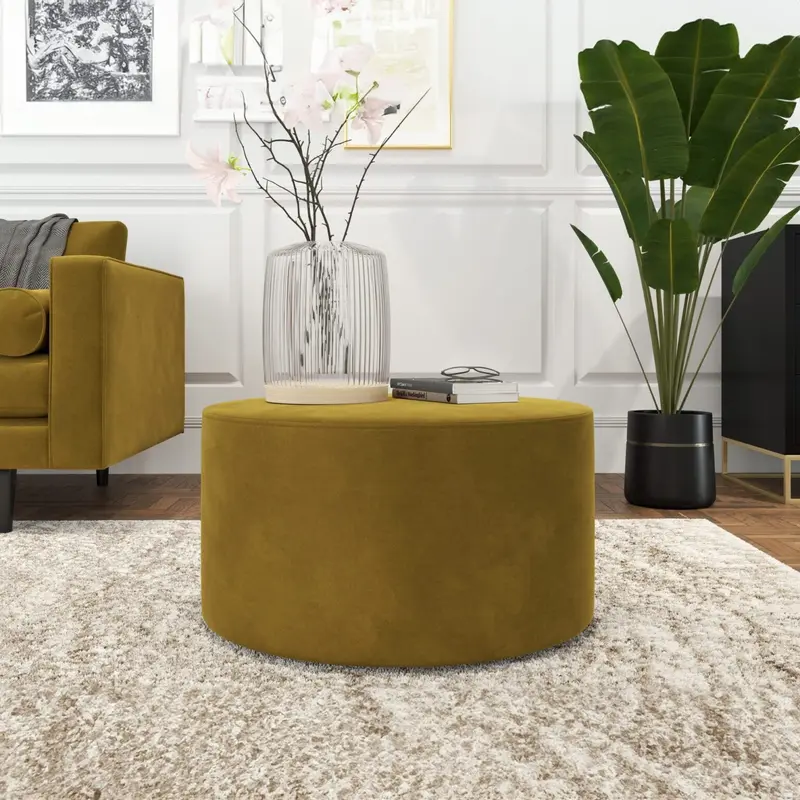 Round Coffee Table Galaxy Sulphur Gold Velvet