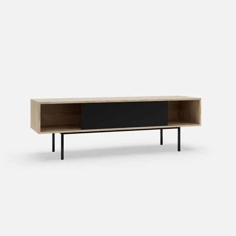 TV Cabinet Atra Oak Clear Finish with Charcoal Cabinet