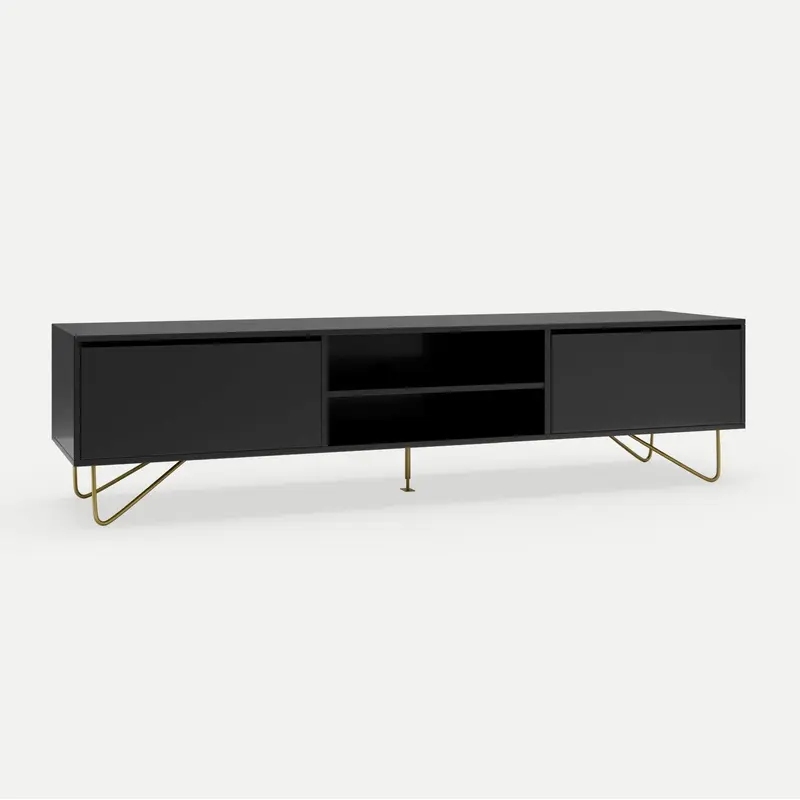 TV Cabinet Zarah 2 Drawer Satin Black