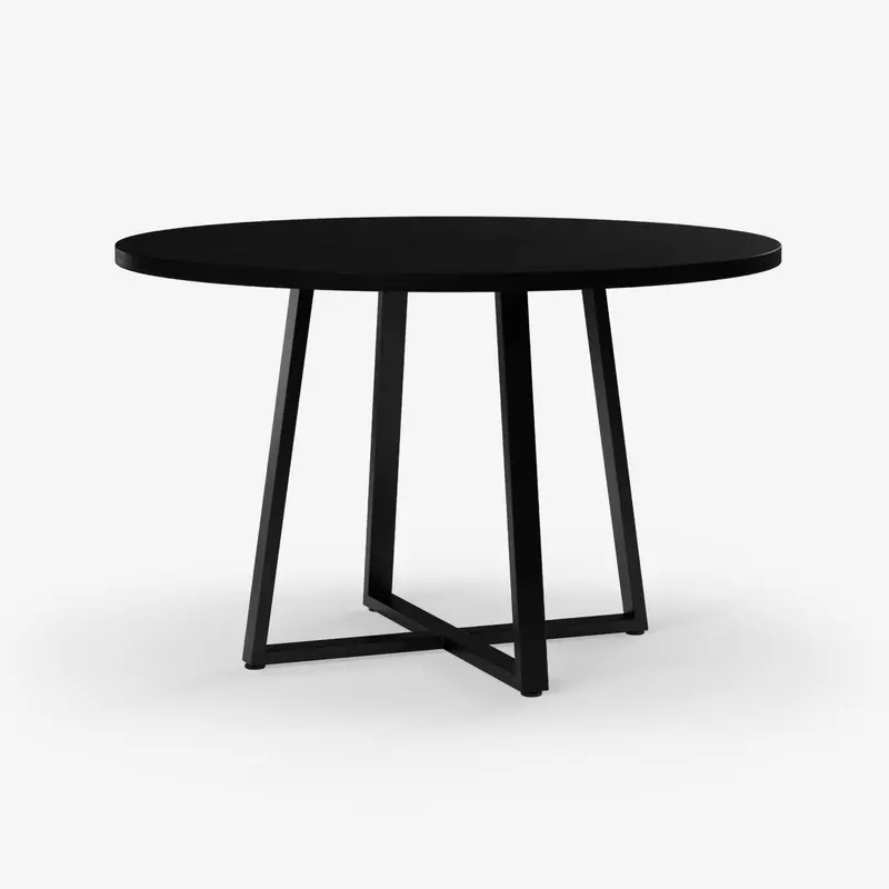 4-6 Seater Oak Round Dining Table Ansa Intense Black