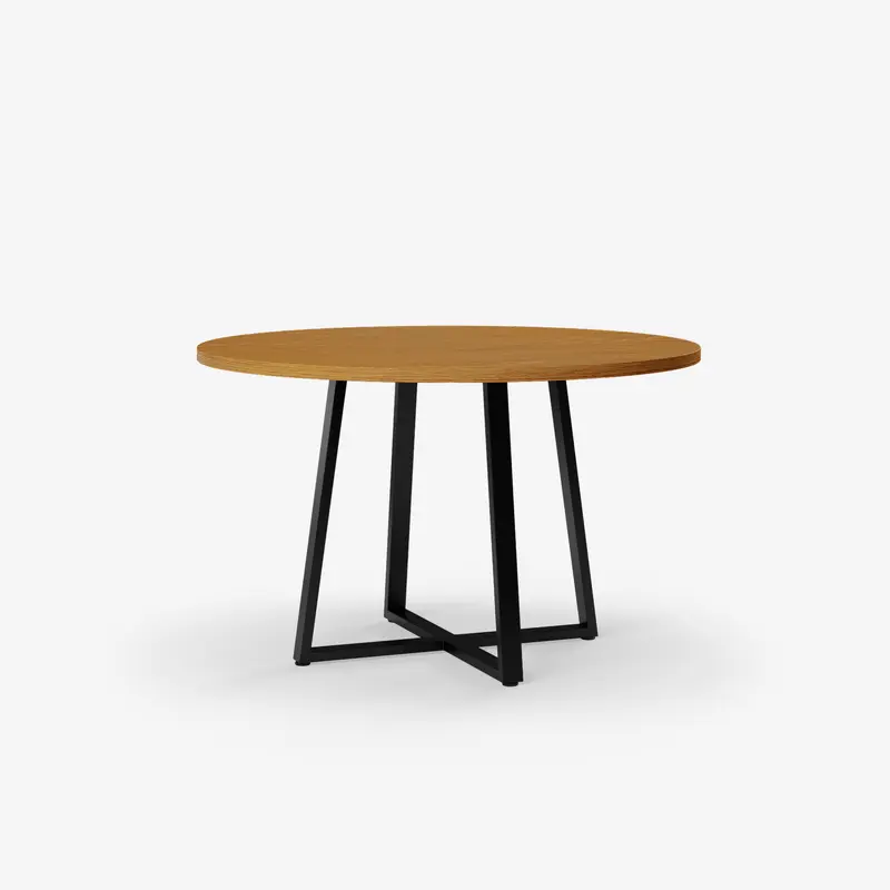 4-6 Seater Oak Round Dining Table Ansa Walnut Finish