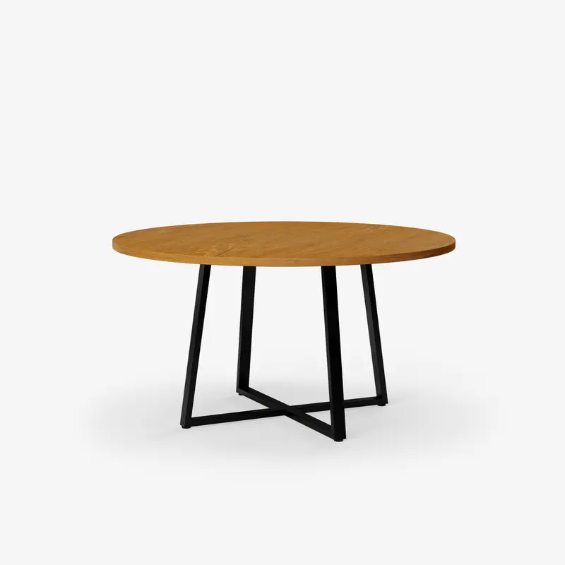 6-8 Seater Oak Round Dining Table Ansa Walnut Finish