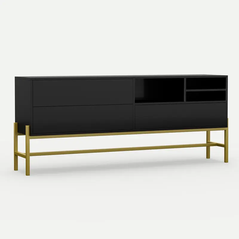 Metal Framed Server Envelo Midnight Black with Gold Base