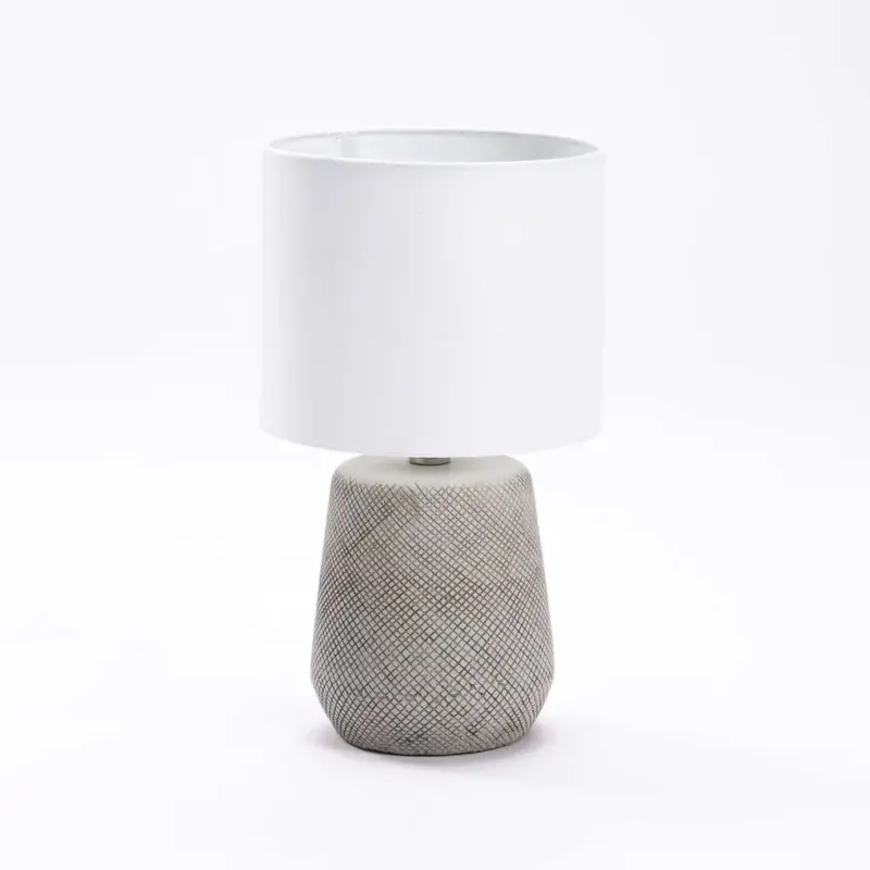 TABLE LAMP CROSSED BASE CREAM FABRIC SHADE