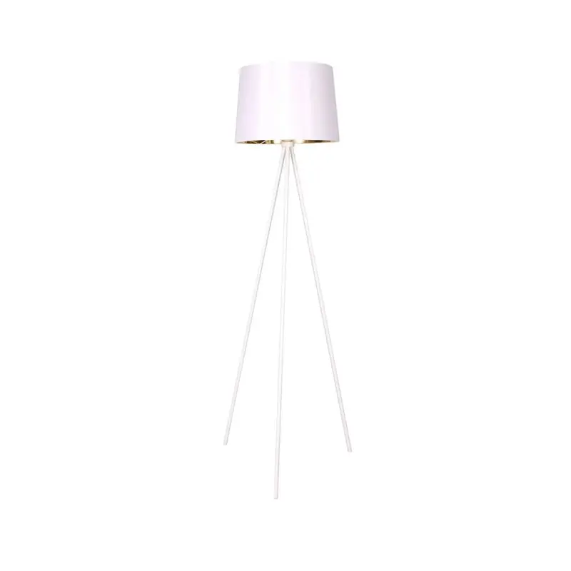 FLOOR LAMP METAL TRIPOD WHITE & GOLD SHADE 155cm H