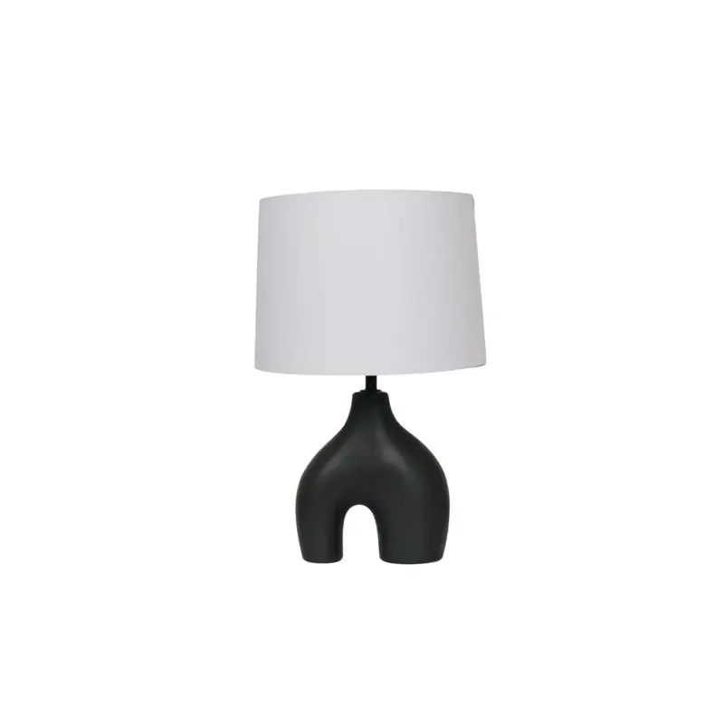 TABLE LAMP U SHAPE BLACK WHITE FABRIC SHADE